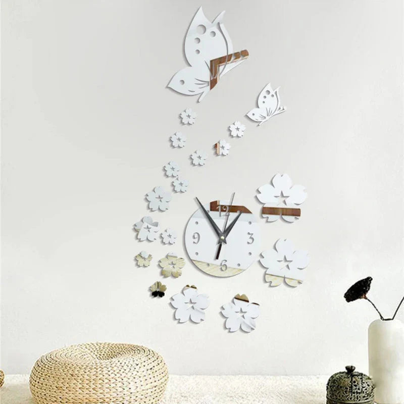 Stickers Muraux - CrystalButterflyClocks™- Argent