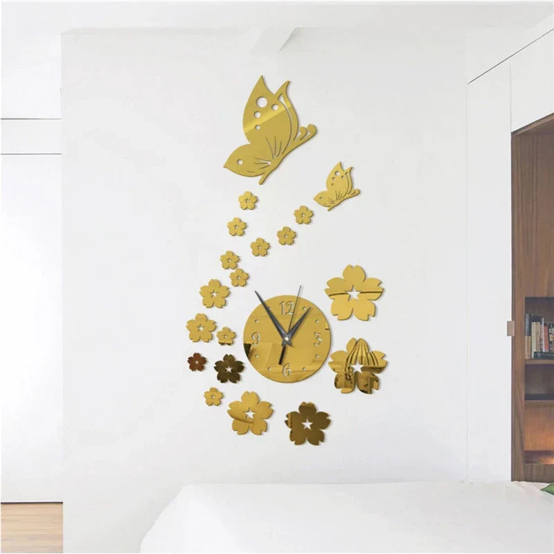 Stickers Muraux - CrystalButterflyClocks™- Doré