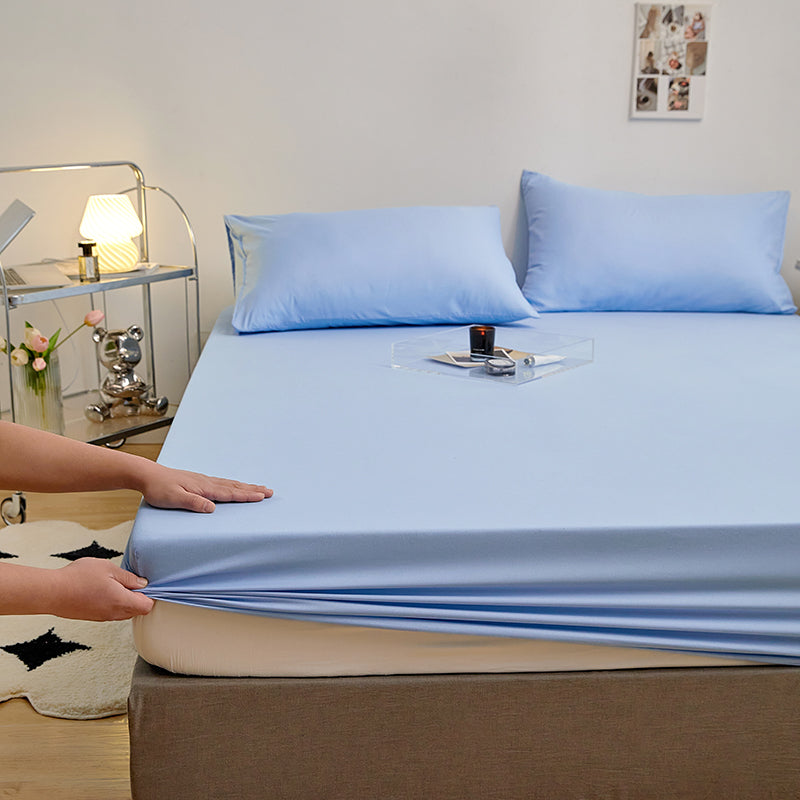 drap housse 160x200 nuit confort bleu-poudre extensible ajusté