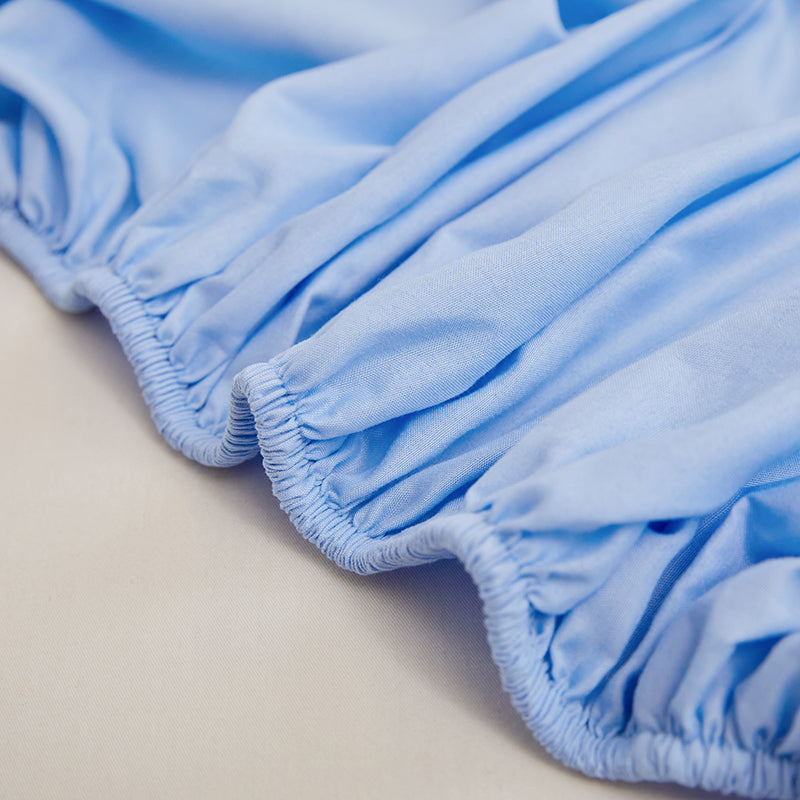 drap housse 160x200 nuit confort bleu poudre plis coutures