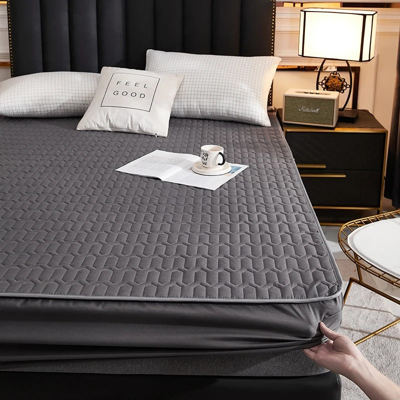 harmonie matelassée protège-matelas imperméable gris foncé vue angle