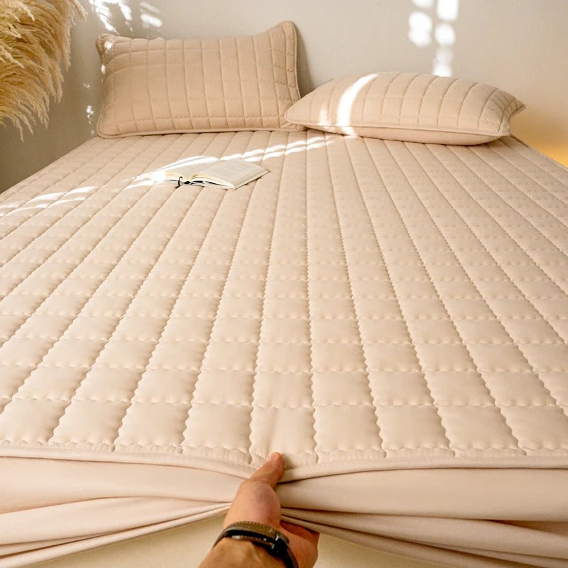 protège matelas beige champagne coton