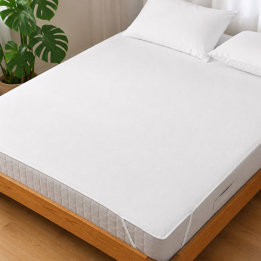 protège matelas imperméable confort respirant blanc pur ajusté sur lit