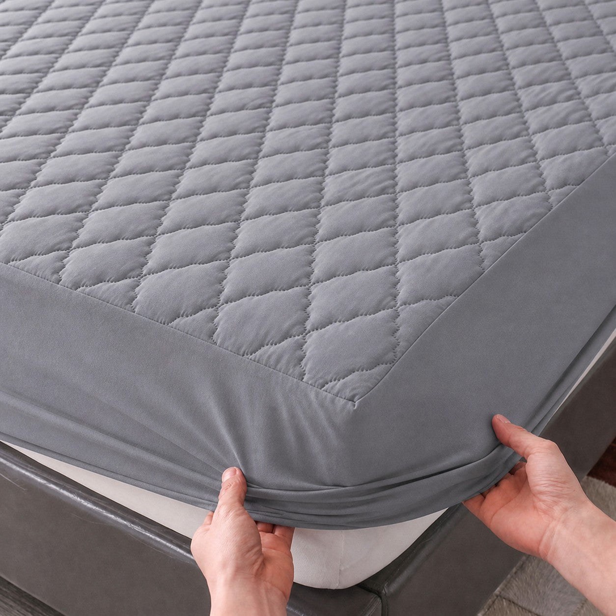 protège matelas imperméable nuit sereine gris perle coin lit ajusté