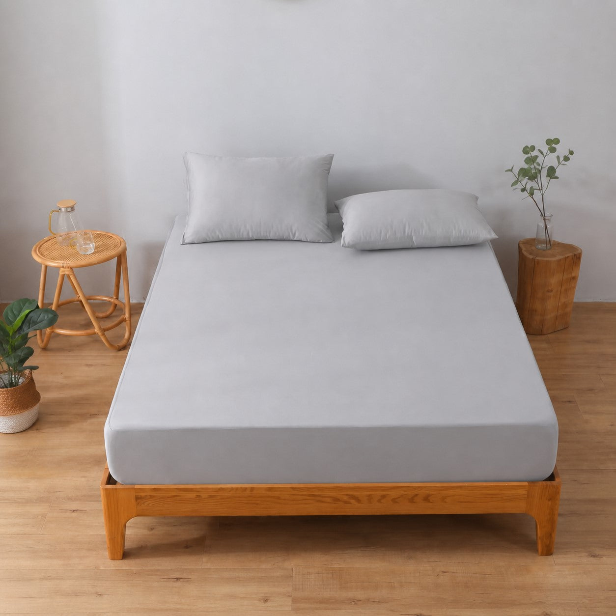 protège matelas imperméable pure-harmonie gris perle sur lit double