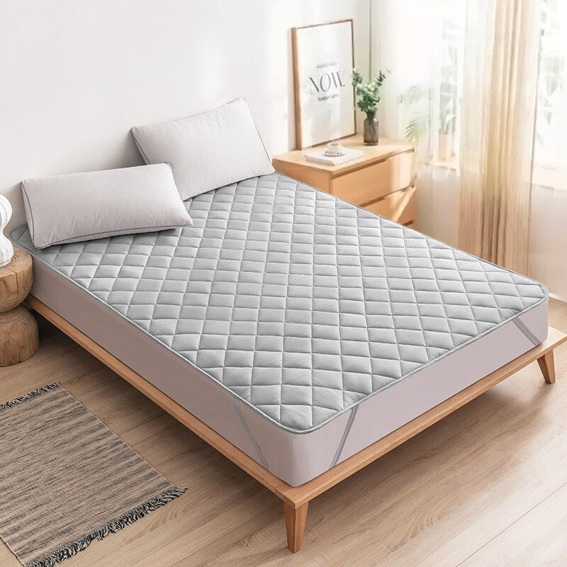 protège matelas sérénité matelassée gris perle ajusté sur lit double
