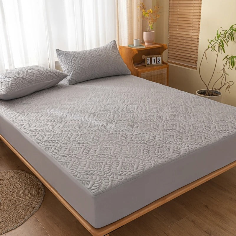protege matelas serenite pique gris perle ambiance