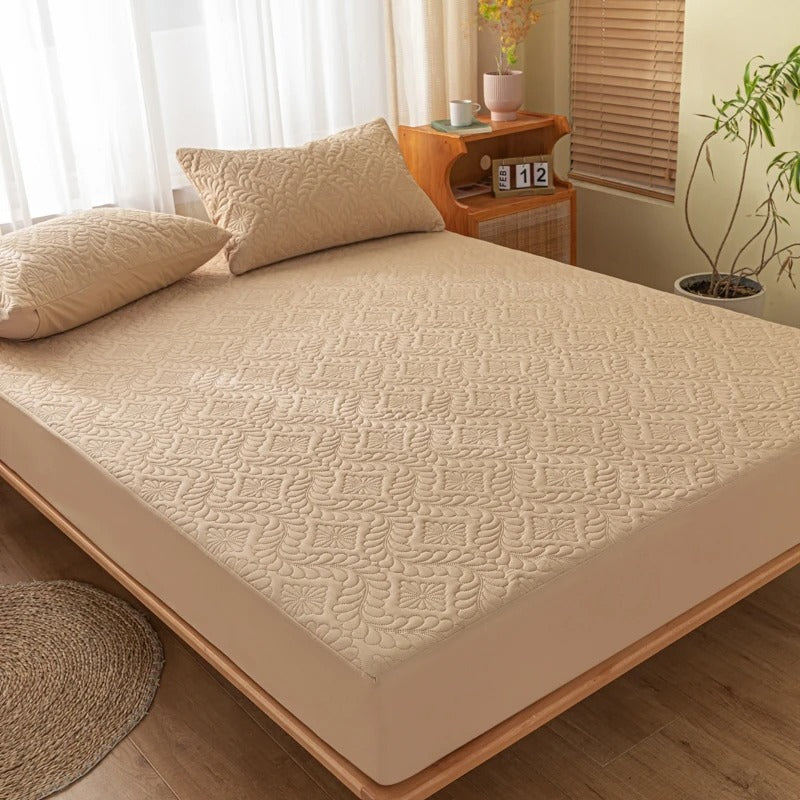 protege matelas serenite pique sable dore ambiance