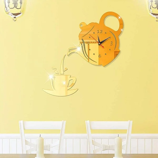 Stickers Muraux - CupTeapotWallClock™- Doré